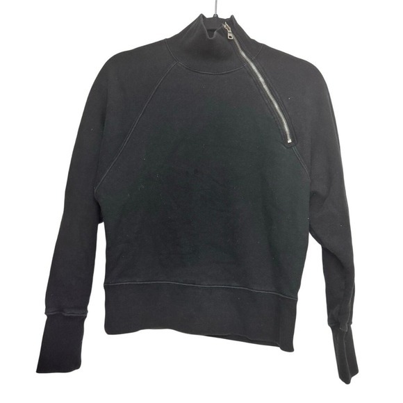 Marissa Webb Tops - Marissa‎ Webb Black Cotton Funnel Neck Zip Sweatshirt Women's XS